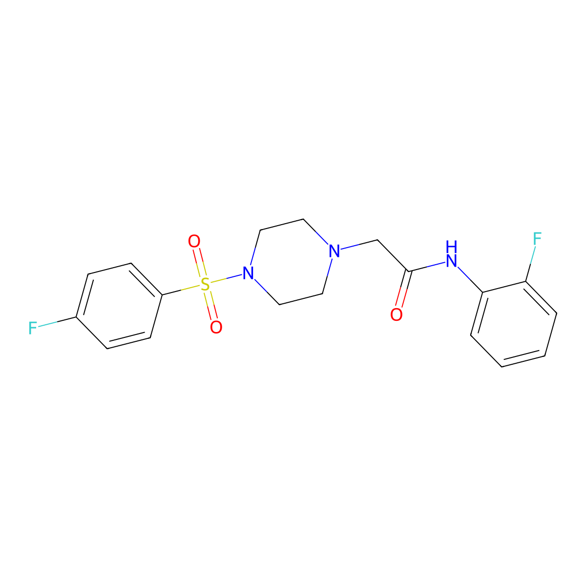 N-(2-fluorophenyl)-2-[4-(4-fluorophenyl)sulfonylpiperazin-1-yl]acetamide molecular structure, CAS 851100-02-2