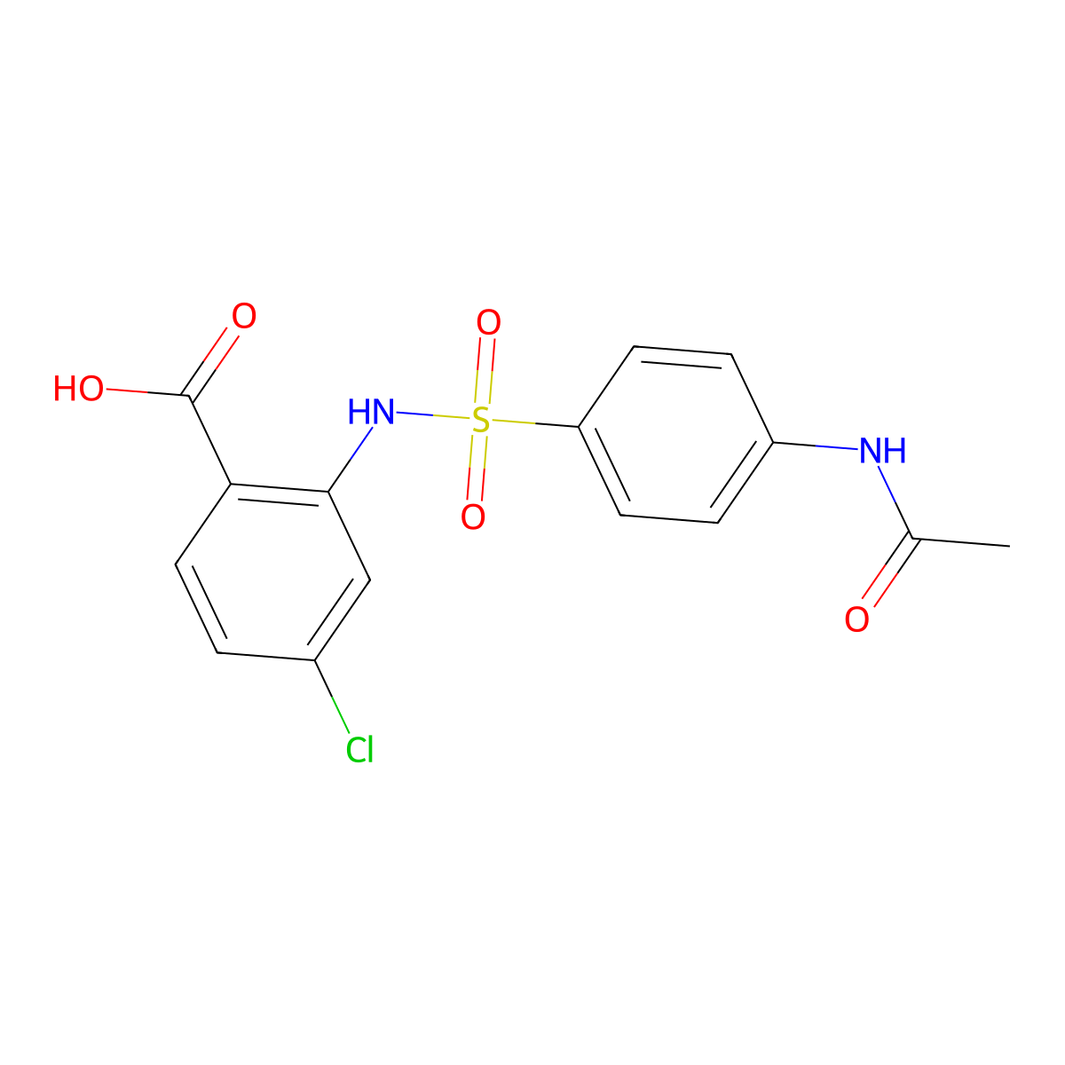 4-Chloro-2-(4-acetamidobenzenesulfonamido)benzoic acid molecular structure, CAS 851109-36-9