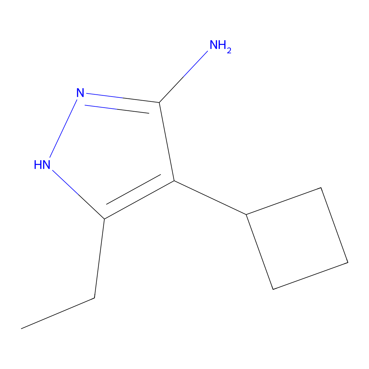 4-Cyclobutyl-3-ethyl-1H-pyrazol-5-amine molecular structure, CAS 851114-48-2