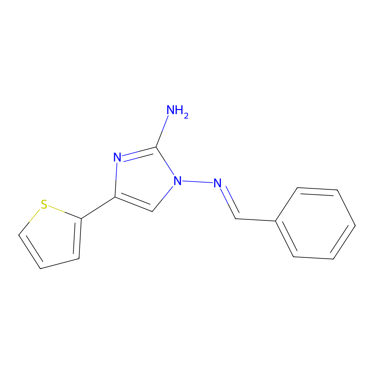 1-N-(phenylmethylidene)-4-(thiophen-2-yl)-1H-imidazole-1,2-diamine molecular structure, CAS 851116-01-3