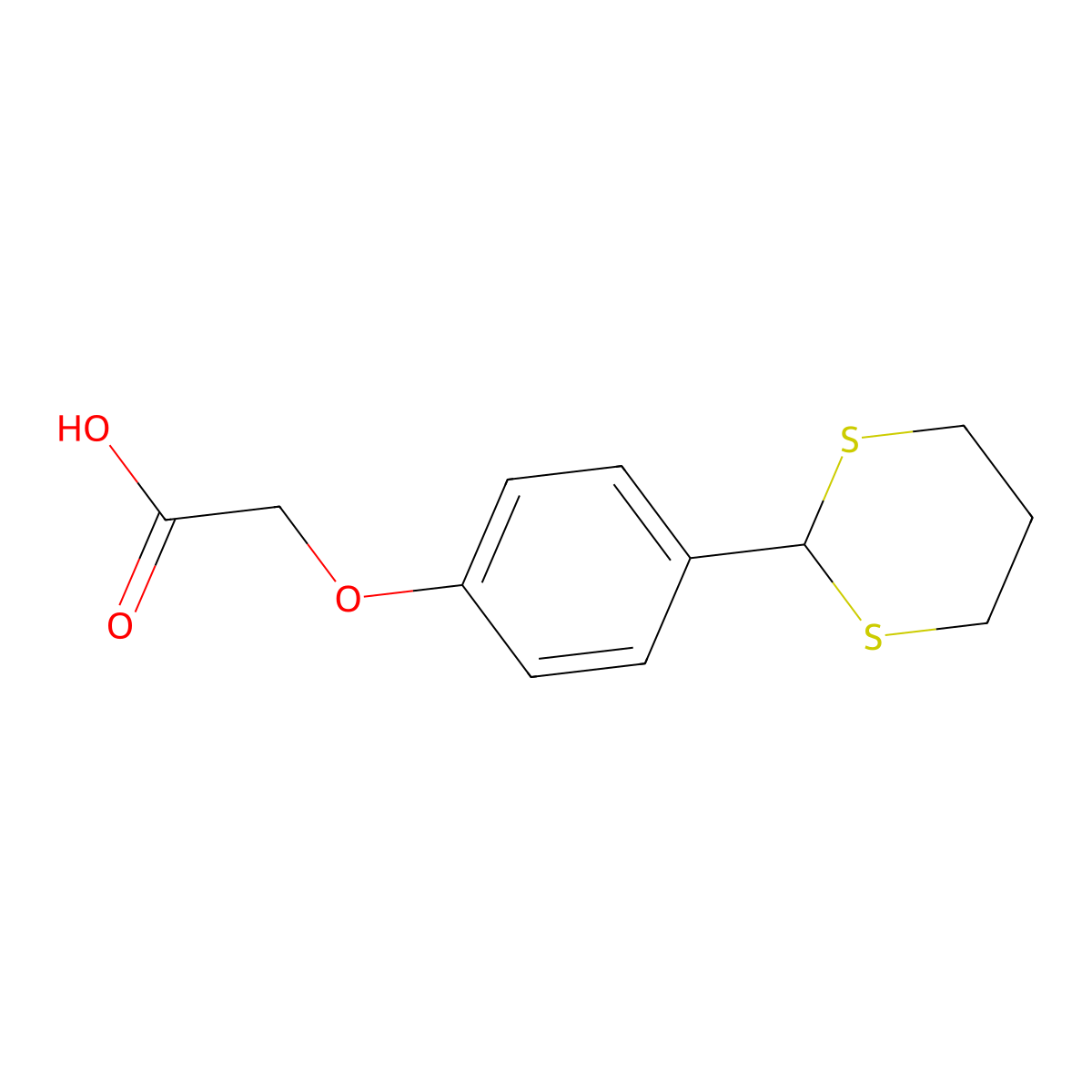 2-(4-(1,3-Dithian-2-yl)phenoxy)acetic acid molecular structure, CAS 851116-02-4