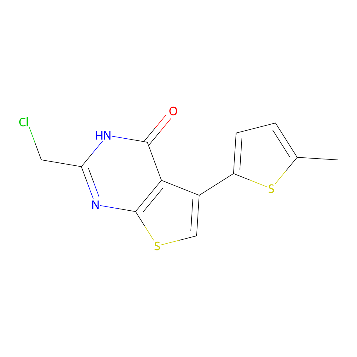 2-(chloromethyl)-5-(5-methylthien-2-yl)thieno[2,3-d]pyrimidin-4(3H)-one molecular structure, CAS 851116-05-7