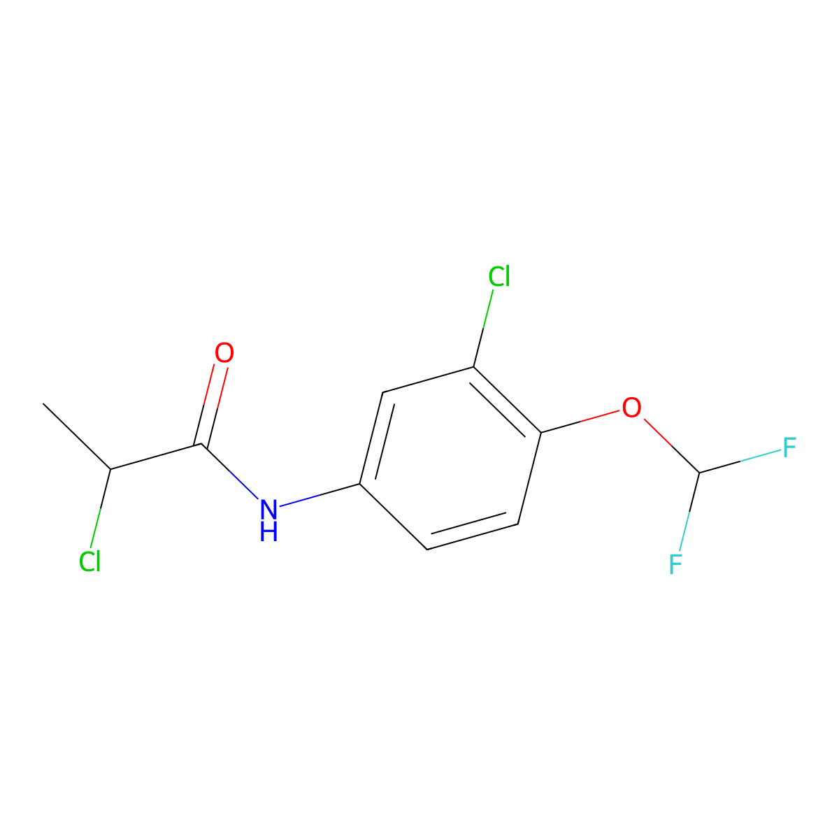 2-chloro-N-[3-chloro-4-(difluoromethoxy)phenyl]propanamide molecular structure, CAS 851116-08-0
