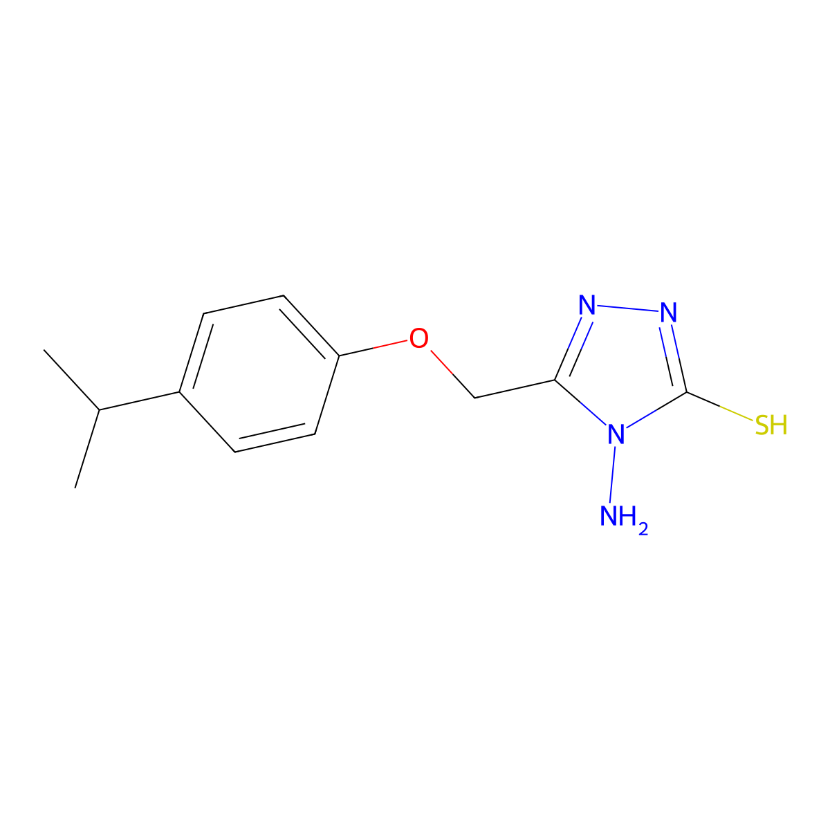 4-amino-5-[4-(propan-2-yl)phenoxymethyl]-4H-1,2,4-triazole-3-thiol molecular structure, CAS 851116-12-6