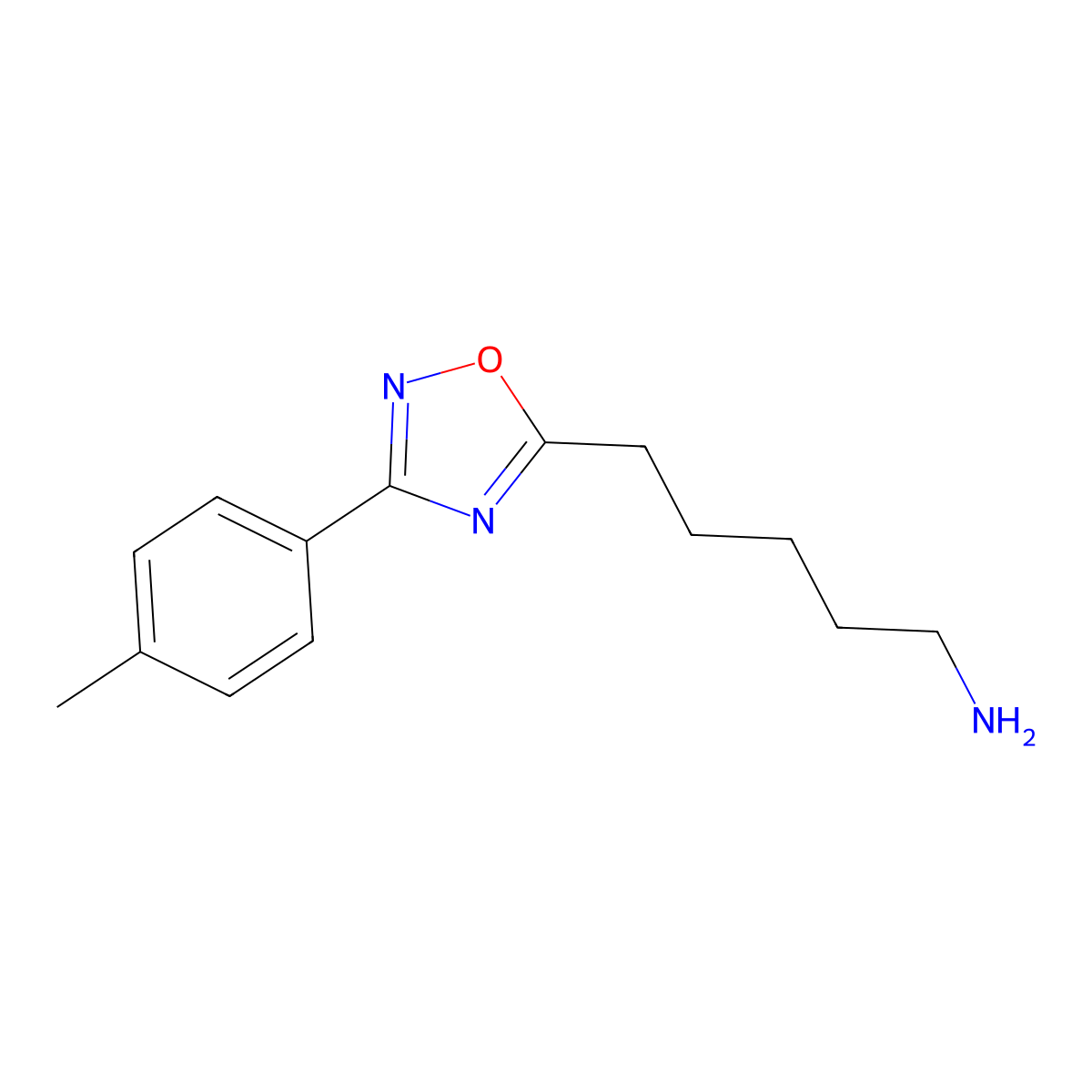 5-[3-(4-Methylphenyl)-1,2,4-oxadiazol-5-yl]pentan-1-amine molecular structure, CAS 851116-16-0