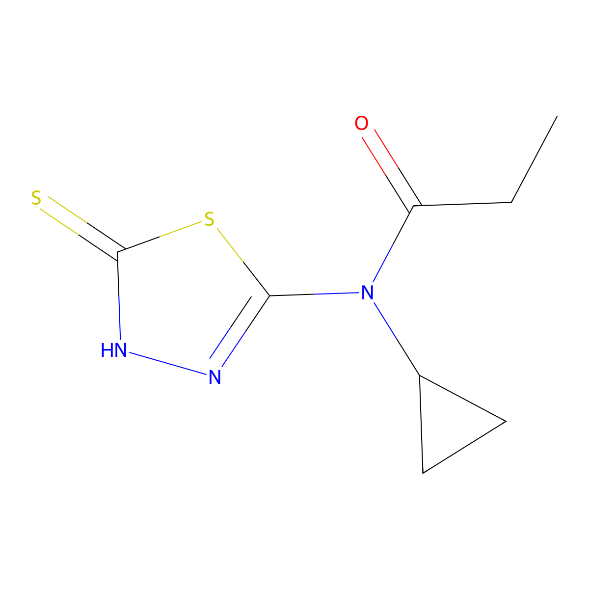 N-cyclopropyl-N-(5-sulfanyl-1,3,4-thiadiazol-2-yl)propanamide molecular structure, CAS 851116-17-1