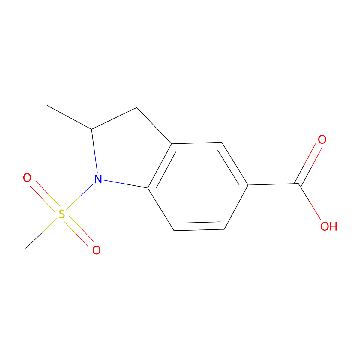2,3-Dihydro-2-methyl-1-(methylsulfonyl)-1H-indole-5-carboxylic acid molecular structure, CAS 851116-22-8
