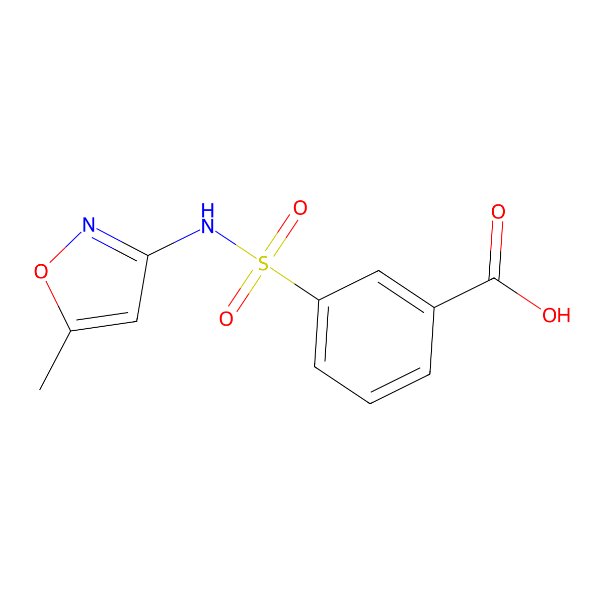 3-((5-Methyl-1,2-oxazol-3-yl)sulfamoyl)benzoic acid molecular structure, CAS 851116-24-0