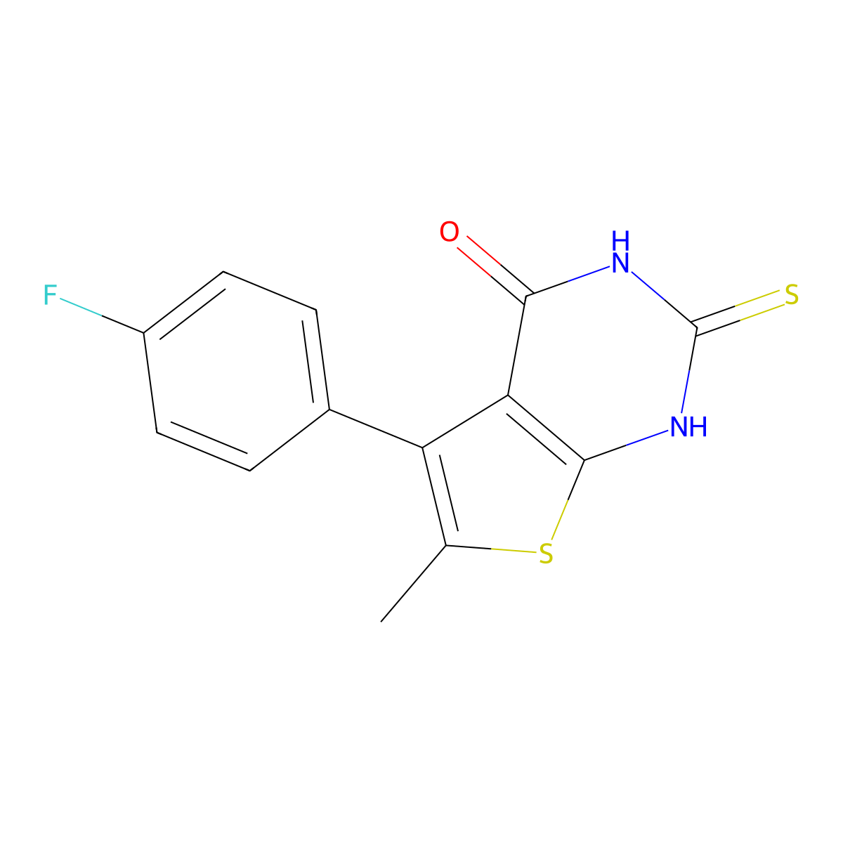 5-(4-fluorophenyl)-6-methyl-2-sulfanyl-3H,4H-thieno[2,3-d]pyrimidin-4-one molecular structure, CAS 851116-66-0