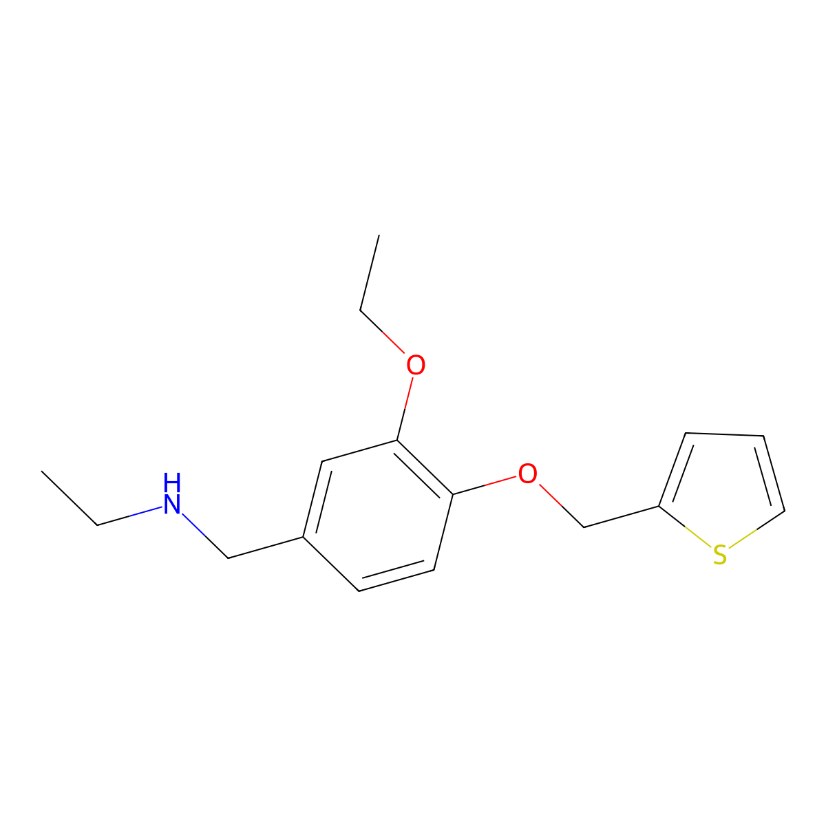 N-[[3-ethoxy-4-(thiophen-2-ylmethoxy)phenyl]methyl]ethanamine molecular structure, CAS 851116-98-8