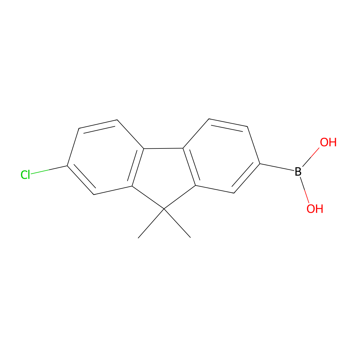 (7-Chloro-9,9-dimethyl-9H-fluoren-2-YL)boronic acid molecular structure, CAS 851119-06-7
