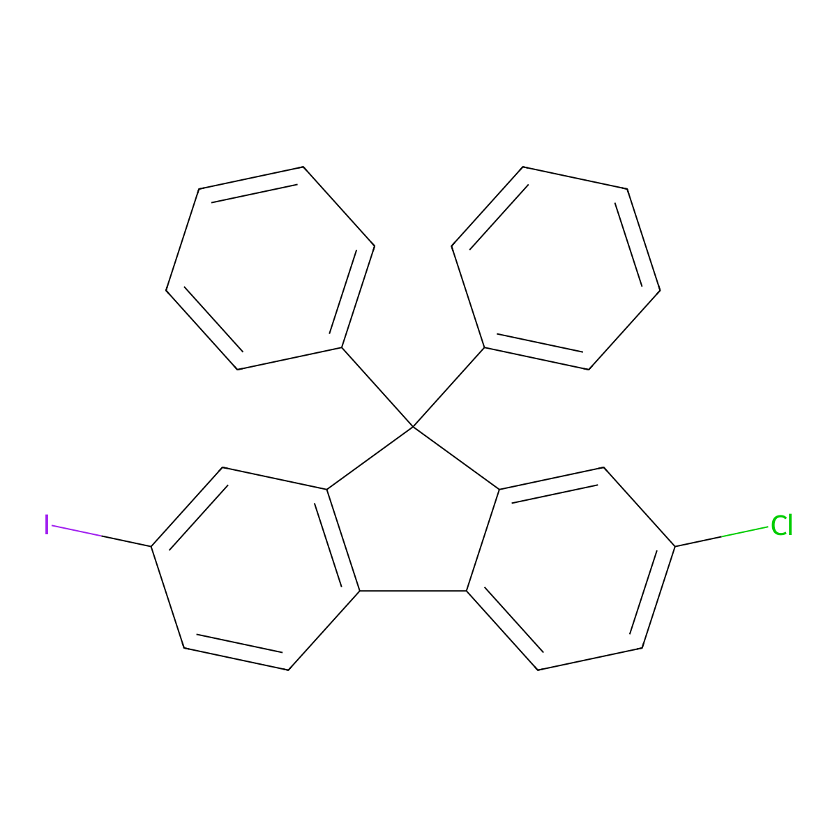 2-Chloro-7-iodo-9,9-diphenyl-9H-fluorene molecular structure, CAS 851119-15-8