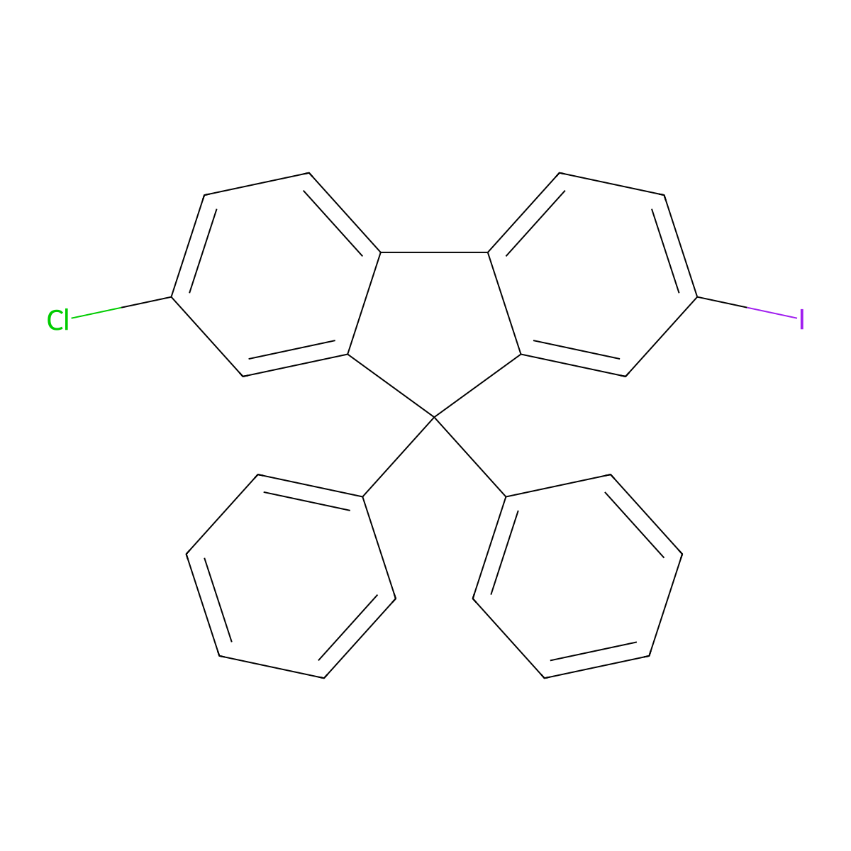 2-Chloro-7-iodo-9,9-diphenyl-9H-fluorene molecular structure, CAS 851119-15-8