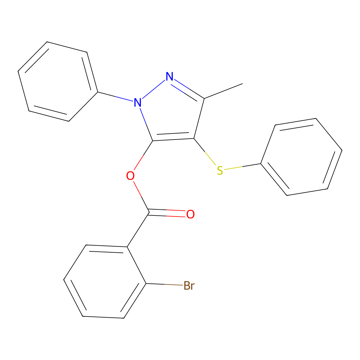 (5-Methyl-2-phenyl-4-phenylsulfanylpyrazol-3-yl) 2-bromobenzoate molecular structure, CAS 851126-12-0