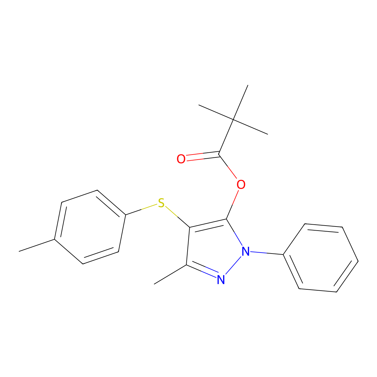 3-methyl-1-phenyl-4-(p-tolylthio)-1H-pyrazol-5-yl pivalate molecular structure, CAS 851126-66-4