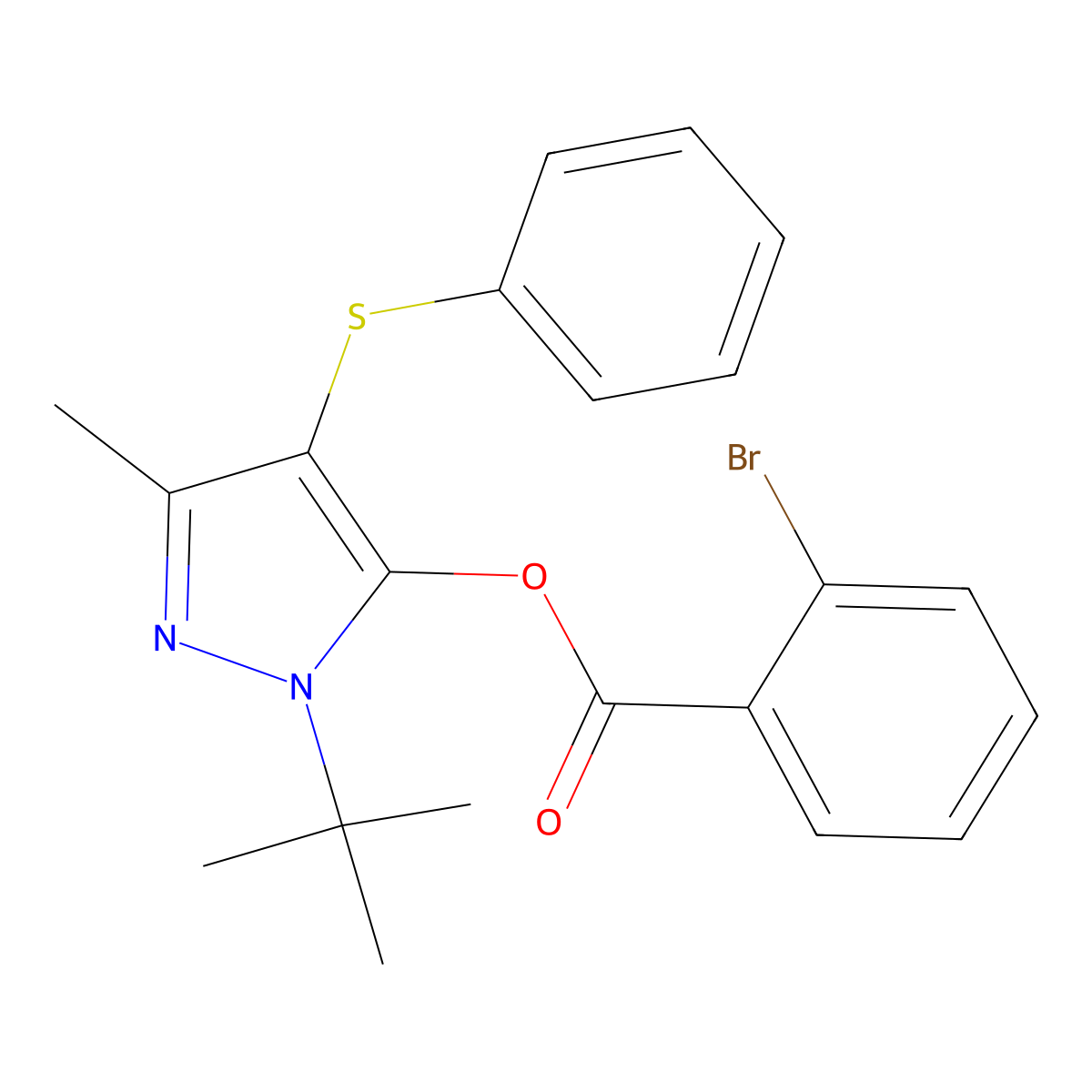 1-(tert-butyl)-3-methyl-4-(phenylthio)-1H-pyrazol-5-yl 2-bromobenzoate molecular structure, CAS 851126-94-8