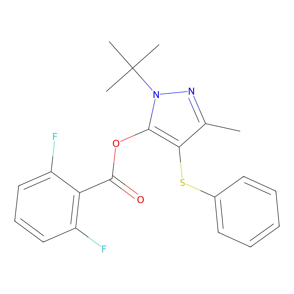 1-(tert-butyl)-3-methyl-4-(phenylthio)-1H-pyrazol-5-yl 2,6-difluorobenzoate molecular structure, CAS 851127-05-4
