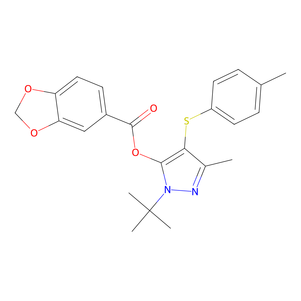 [2-Tert-butyl-5-methyl-4-(4-methylphenyl)sulfanylpyrazol-3-yl] 1,3-benzodioxole-5-carboxylate molecular structure, CAS 851127-93-0