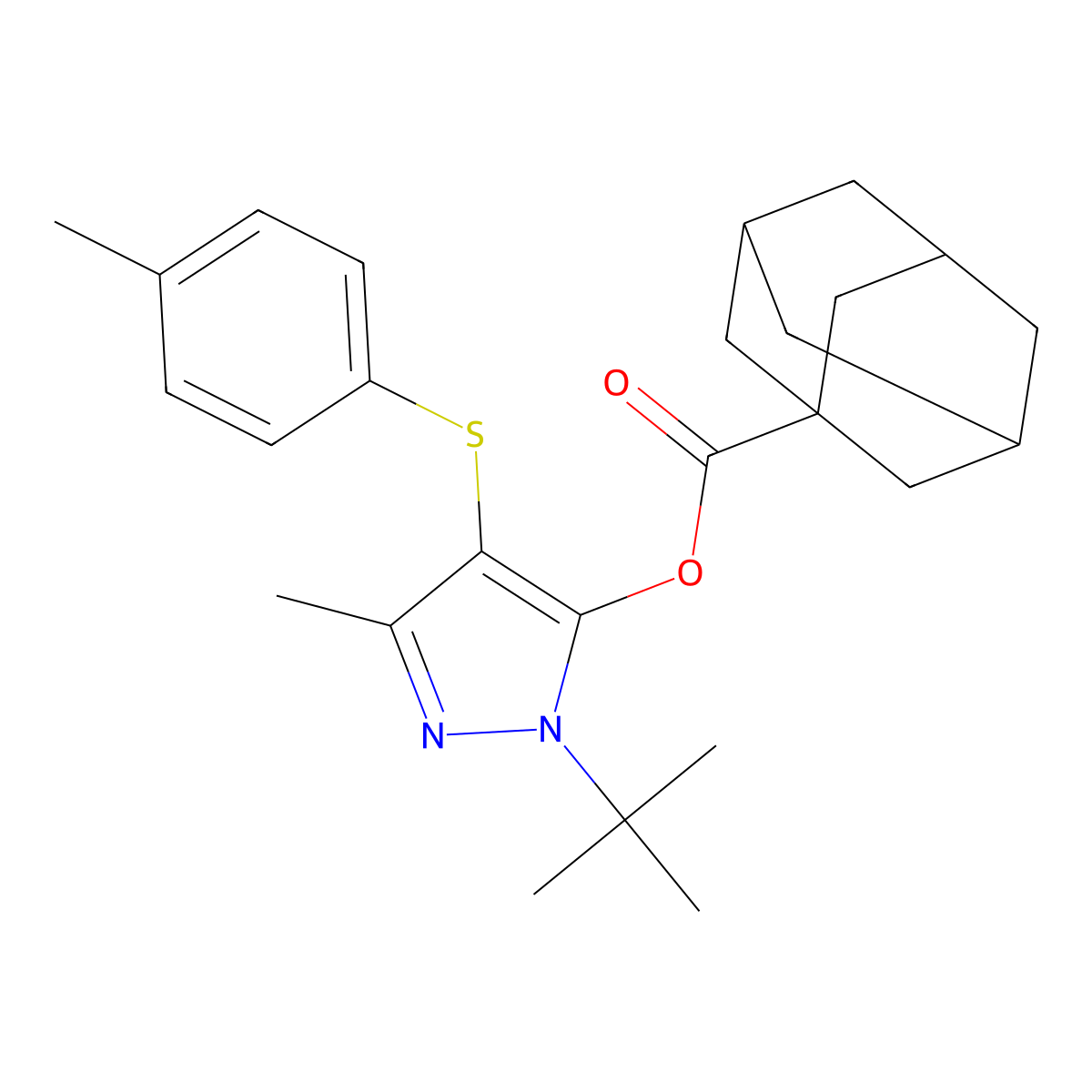 [2-Tert-butyl-5-methyl-4-(4-methylphenyl)sulfanylpyrazol-3-yl] adamantane-1-carboxylate molecular structure, CAS 851128-01-3