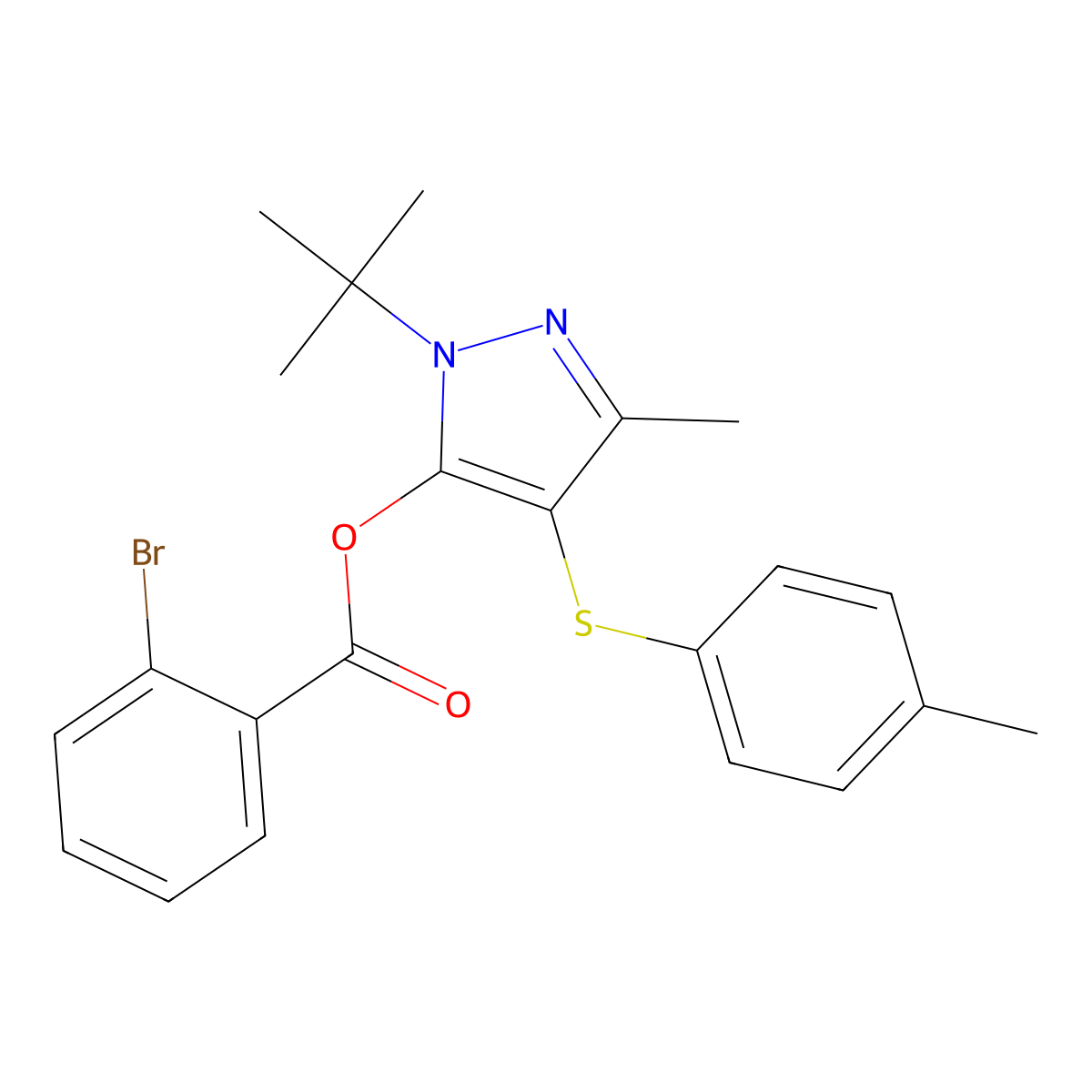 1-(tert-butyl)-3-methyl-4-(p-tolylthio)-1H-pyrazol-5-yl 2-bromobenzoate molecular structure, CAS 851128-06-8