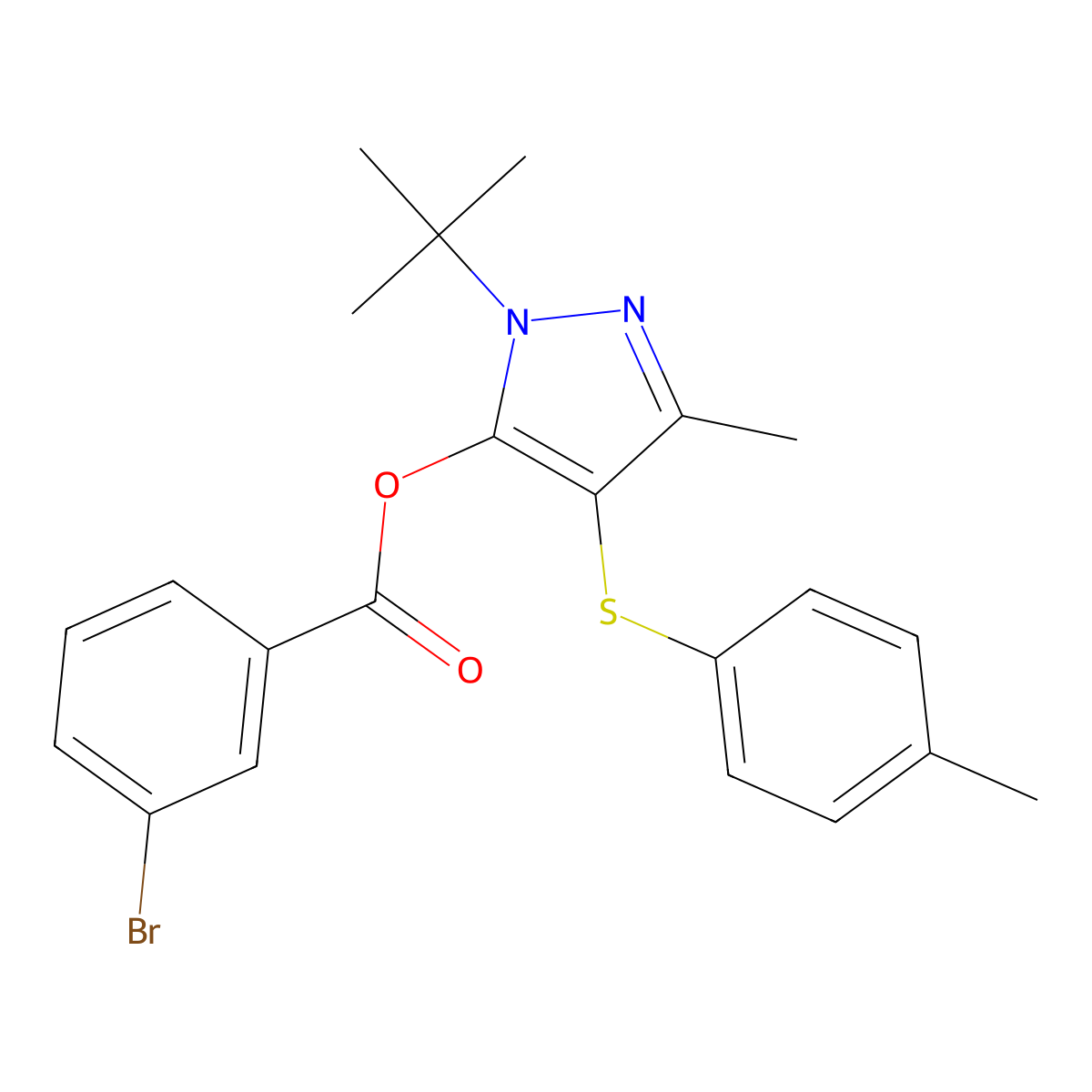 1-(tert-butyl)-3-methyl-4-(p-tolylthio)-1H-pyrazol-5-yl 3-bromobenzoate molecular structure, CAS 851128-07-9