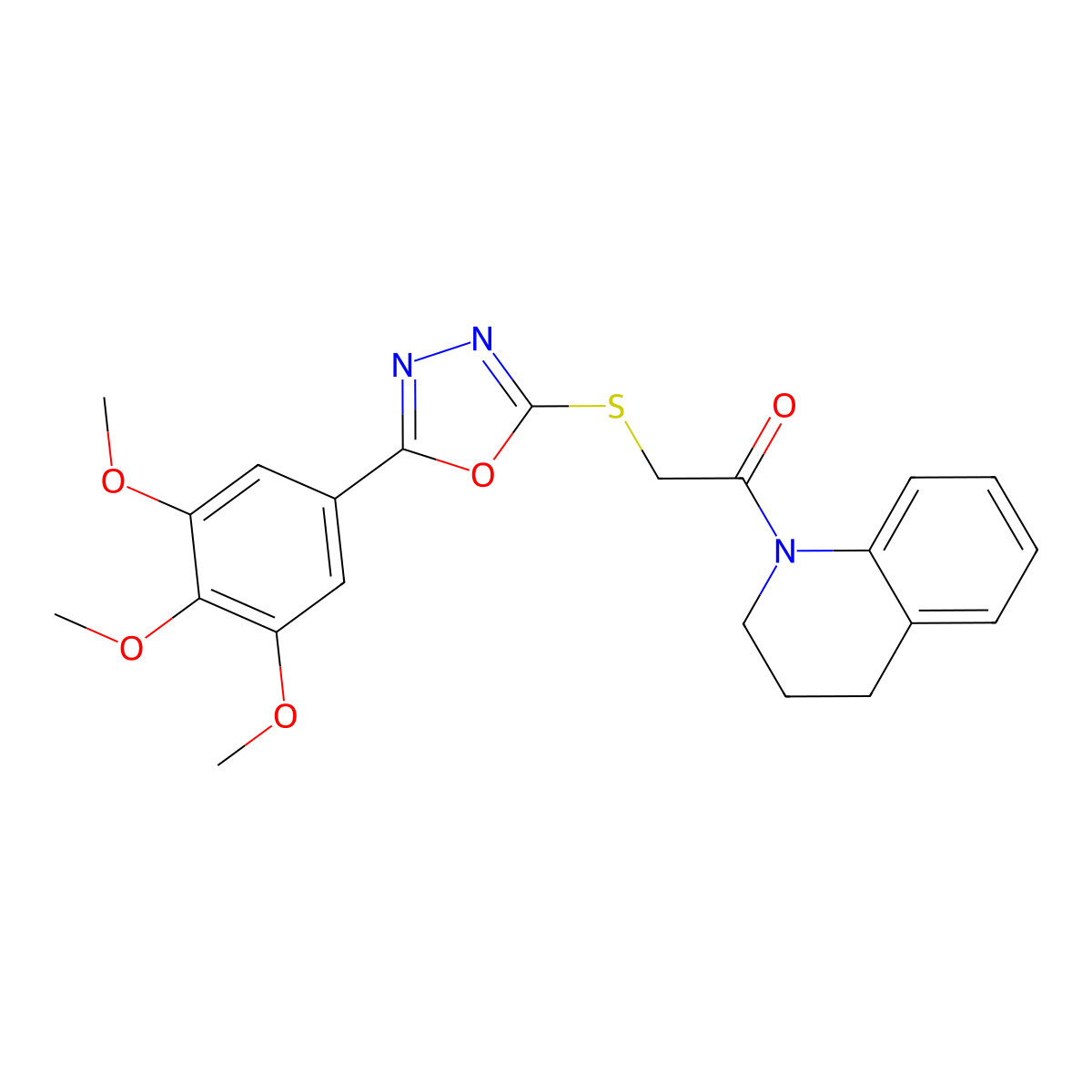 1-(3,4-dihydroquinolin-1(2H)-yl)-2-((5-(3,4,5-trimethoxyphenyl)-1,3,4-oxadiazol-2-yl)thio)ethanone molecular structure, CAS 851129-31-2