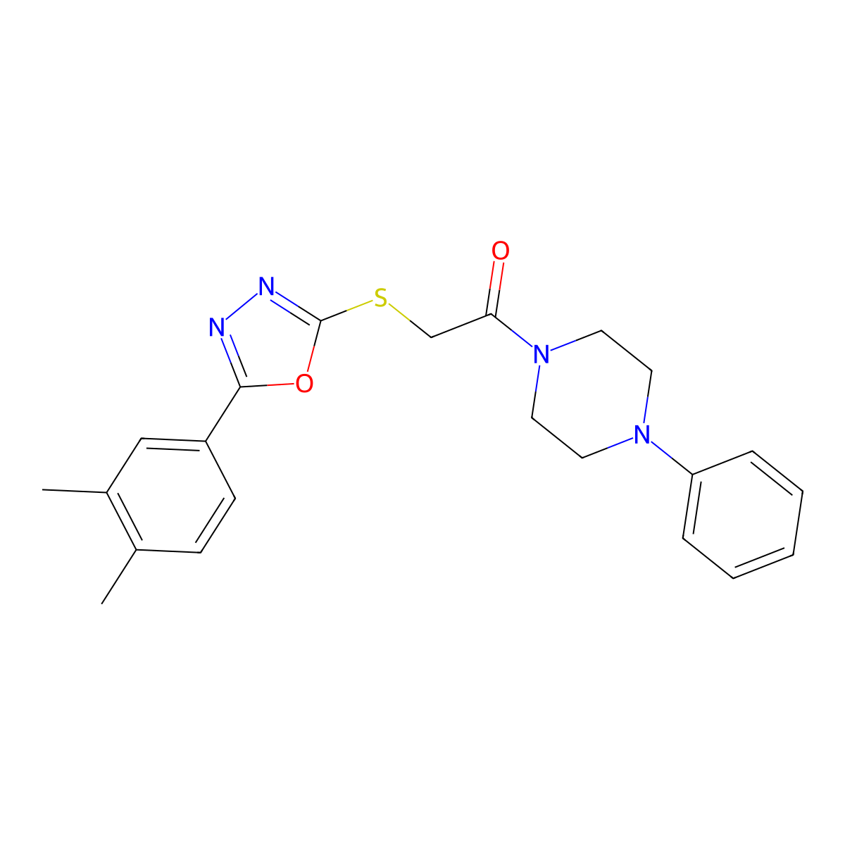 2-[[5-(3,4-Dimethylphenyl)-1,3,4-oxadiazol-2-yl]sulfanyl]-1-(4-phenylpiperazin-1-yl)ethanone molecular structure, CAS 851129-40-3