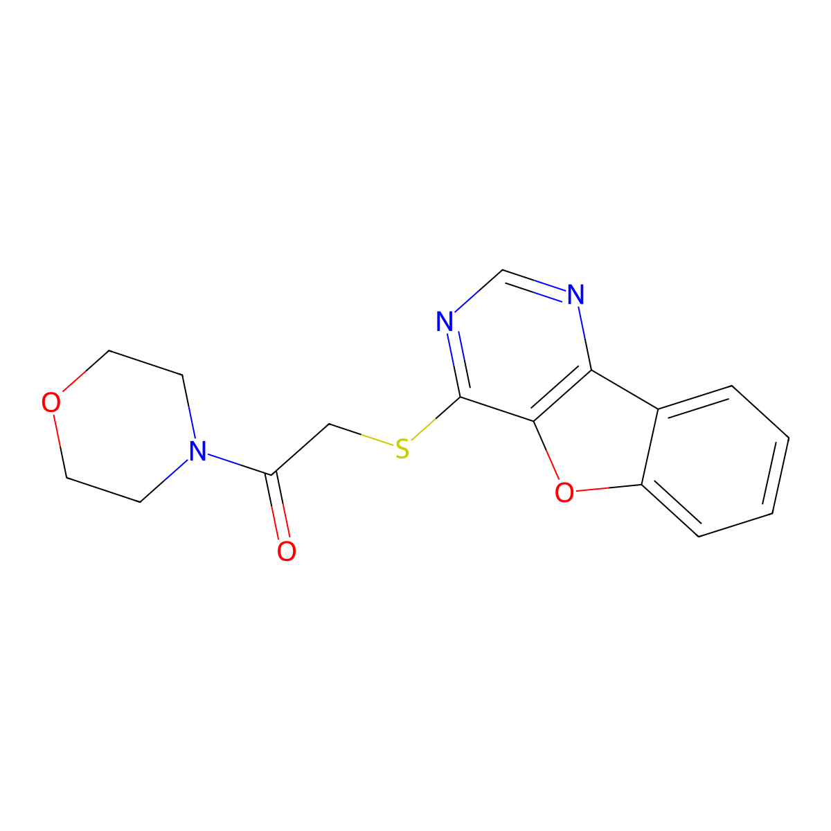 2-(Benzofuro[3,2-d]pyrimidin-4-ylthio)-1-morpholinoethanone molecular structure, CAS 851130-10-4