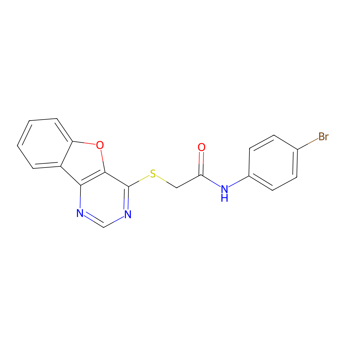 2-(benzofuro[3,2-d]pyrimidin-4-ylthio)-N-(4-bromophenyl)acetamide molecular structure, CAS 851130-24-0