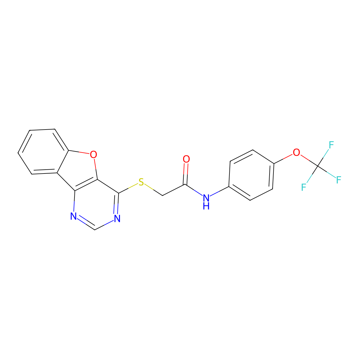 2-(benzofuro[3,2-d]pyrimidin-4-ylthio)-N-(4-(trifluoromethoxy)phenyl)acetamide molecular structure, CAS 851130-26-2
