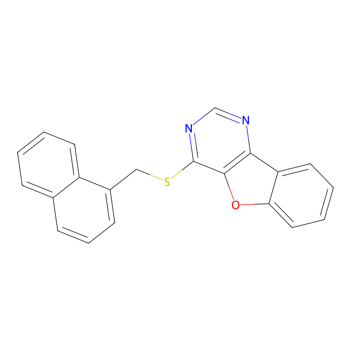4-((Naphthalen-1-ylmethyl)thio)benzofuro[3,2-d]pyrimidine molecular structure, CAS 851130-54-6