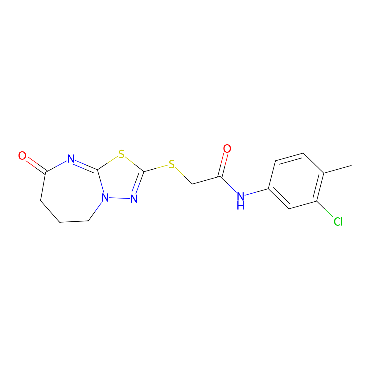 N-(3-chloro-4-methylphenyl)-2-((8-oxo-5,6,7,8-tetrahydro-[1,3,4]thiadiazolo[3,2-a][1,3]diazepin-2-yl)thio)acetamide molecular structure, CAS 851130-68-2
