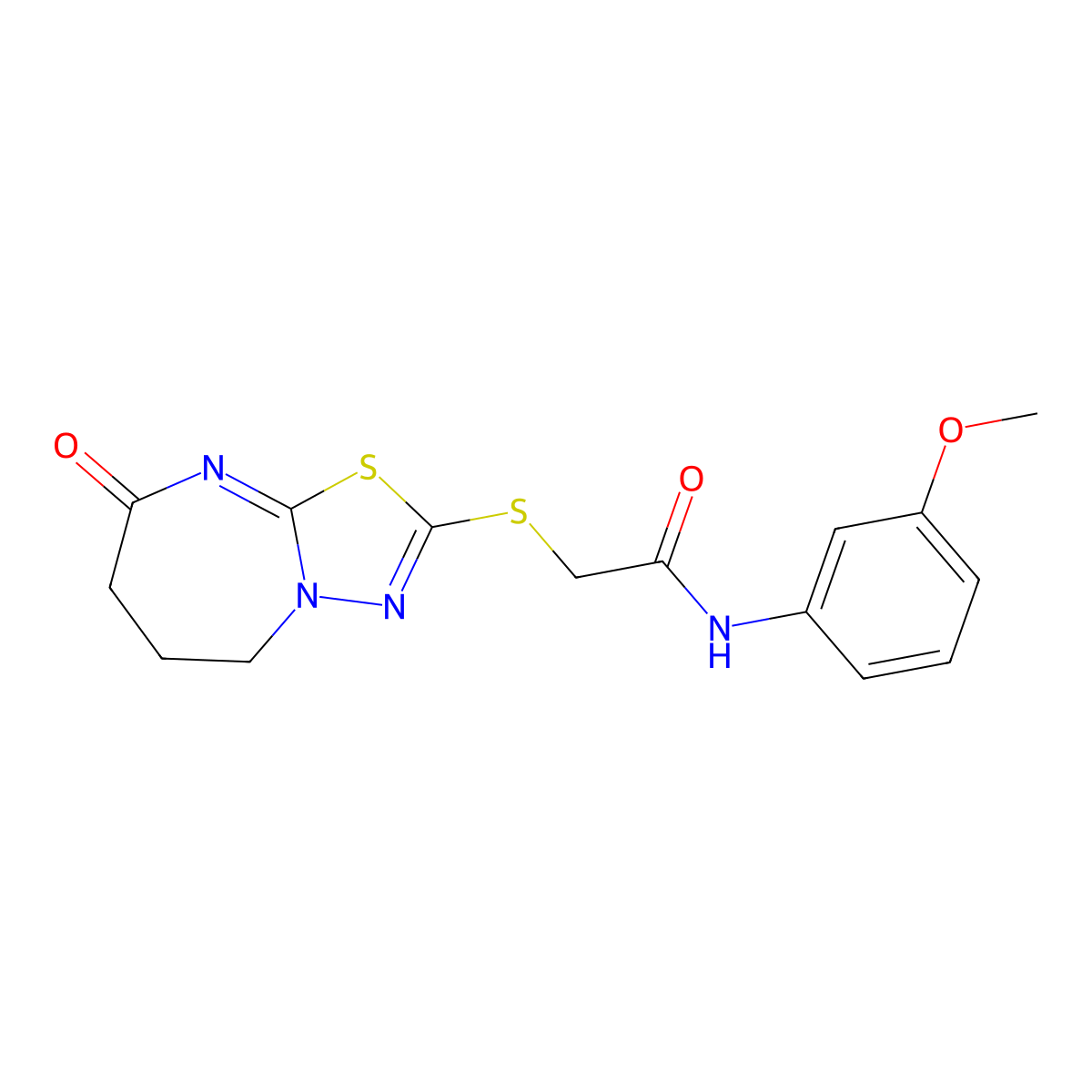 N-(3-methoxyphenyl)-2-[(8-oxo-6,7-dihydro-5H-[1,3,4]thiadiazolo[3,2-a][1,3]diazepin-2-yl)sulfanyl]acetamide molecular structure, CAS 851130-74-0