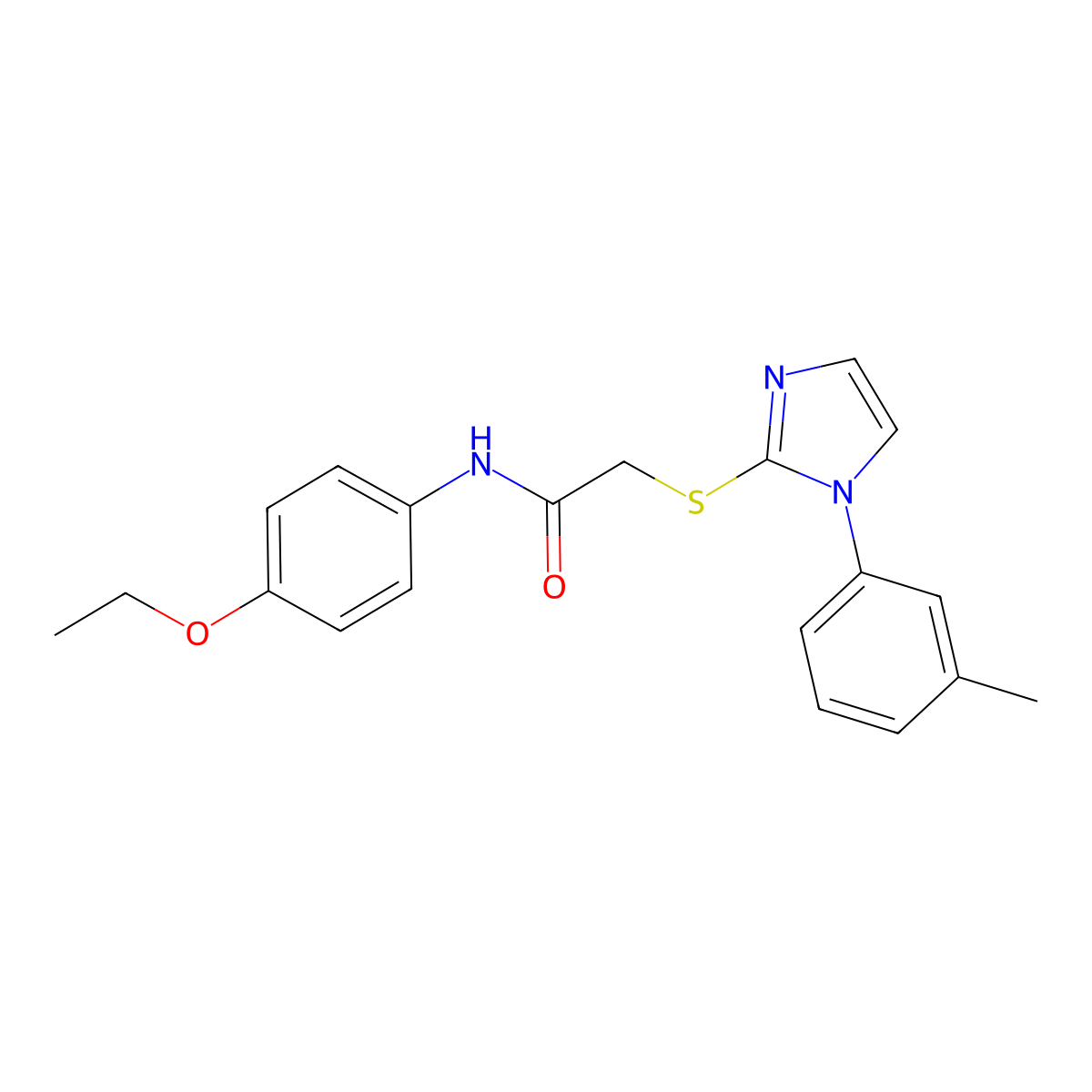 N-(4-ethoxyphenyl)-2-((1-(m-tolyl)-1H-imidazol-2-yl)thio)acetamide molecular structure, CAS 851131-06-1