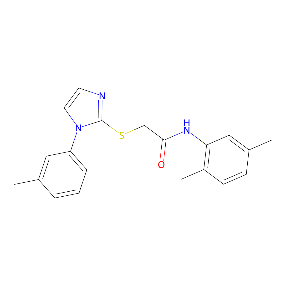 N-(2,5-dimethylphenyl)-2-[1-(3-methylphenyl)imidazol-2-yl]sulfanylacetamide molecular structure, CAS 851131-08-3
