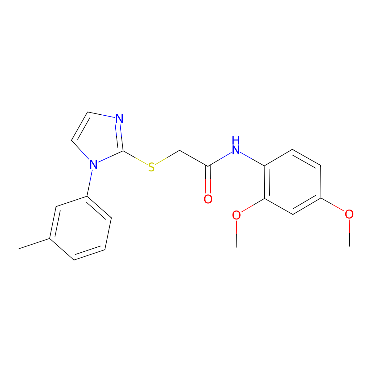 N-(2,4-dimethoxyphenyl)-2-((1-(m-tolyl)-1H-imidazol-2-yl)thio)acetamide molecular structure, CAS 851131-11-8