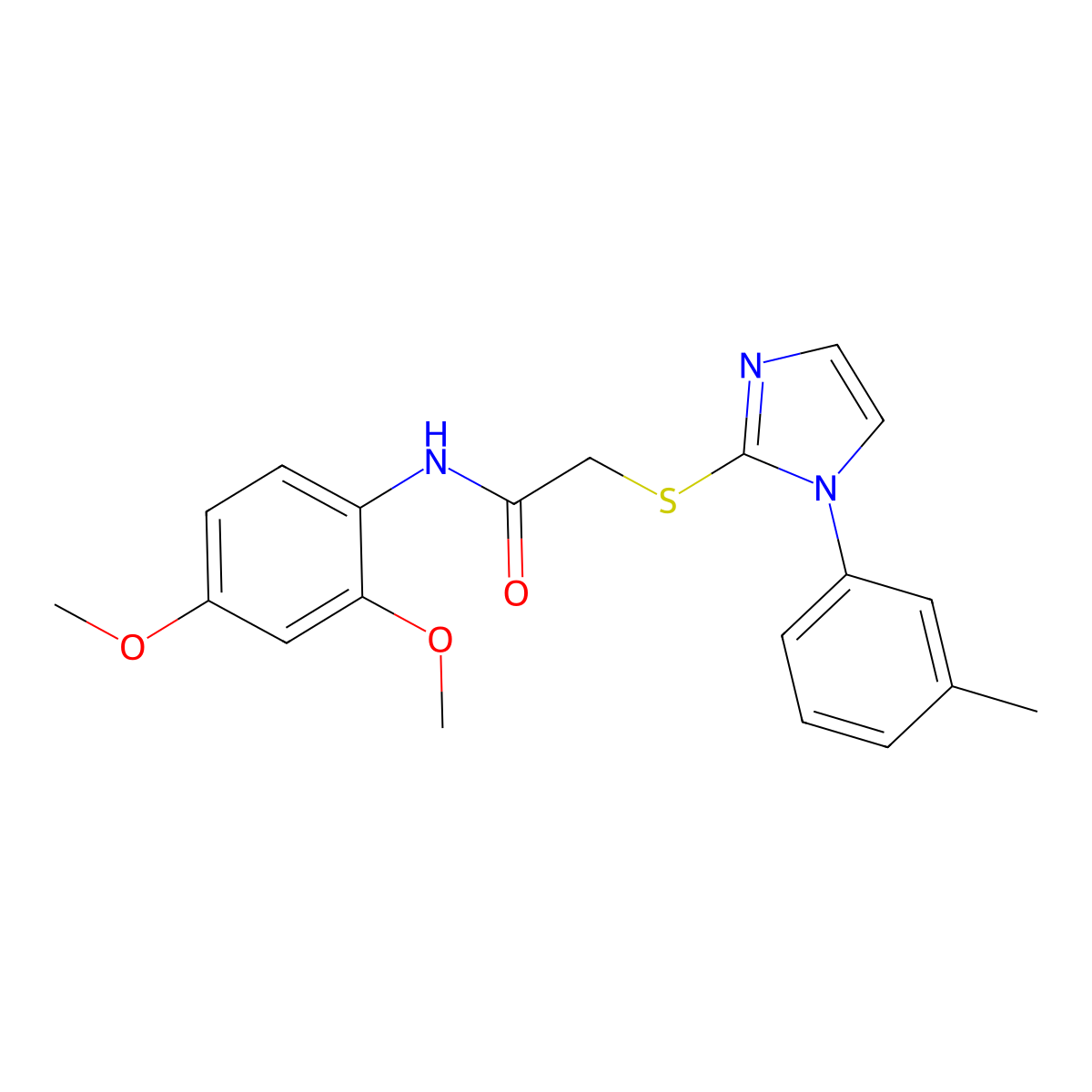 N-(2,4-dimethoxyphenyl)-2-((1-(m-tolyl)-1H-imidazol-2-yl)thio)acetamide molecular structure, CAS 851131-11-8
