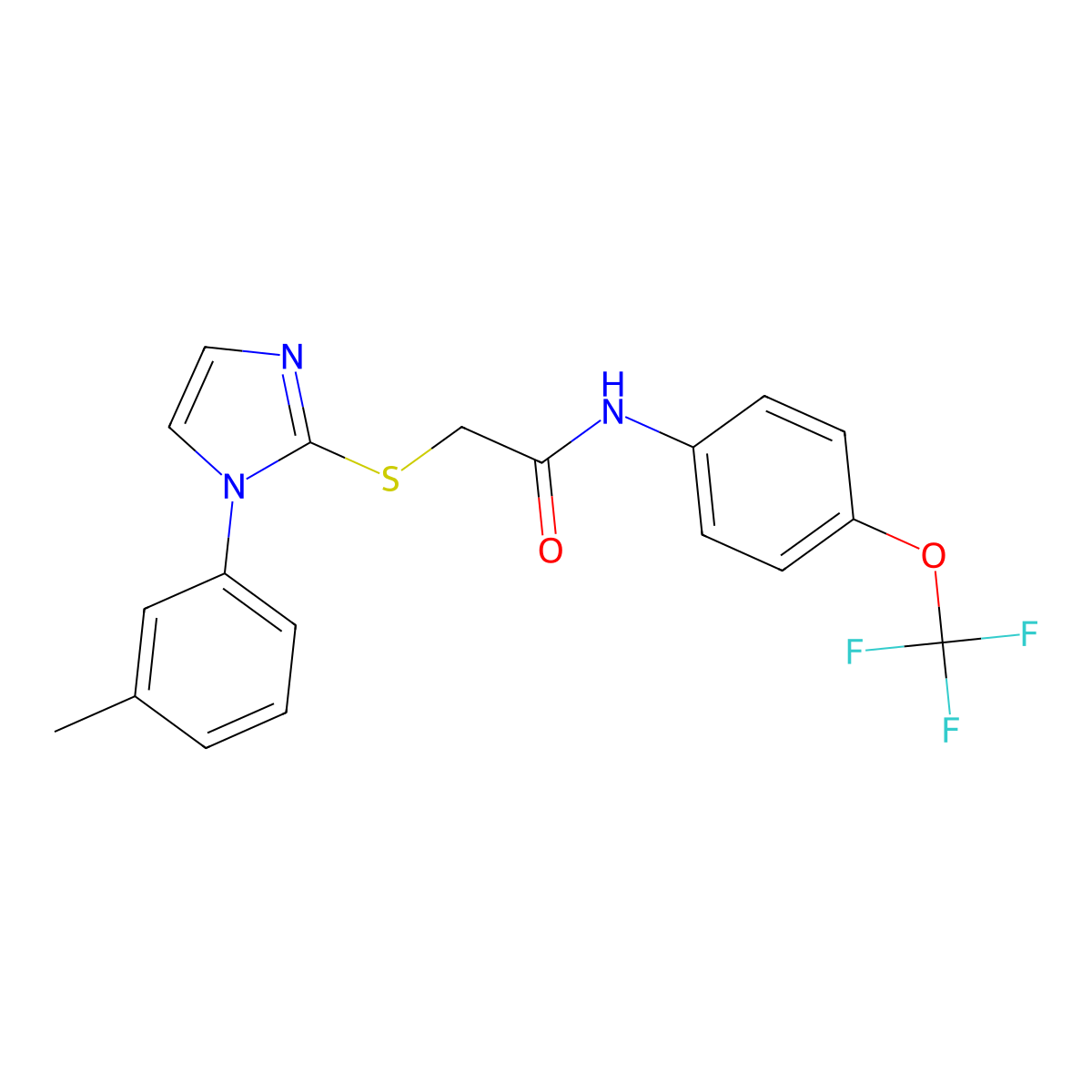 2-[1-(3-methylphenyl)imidazol-2-yl]sulfanyl-N-[4-(trifluoromethoxy)phenyl]acetamide molecular structure, CAS 851131-16-3