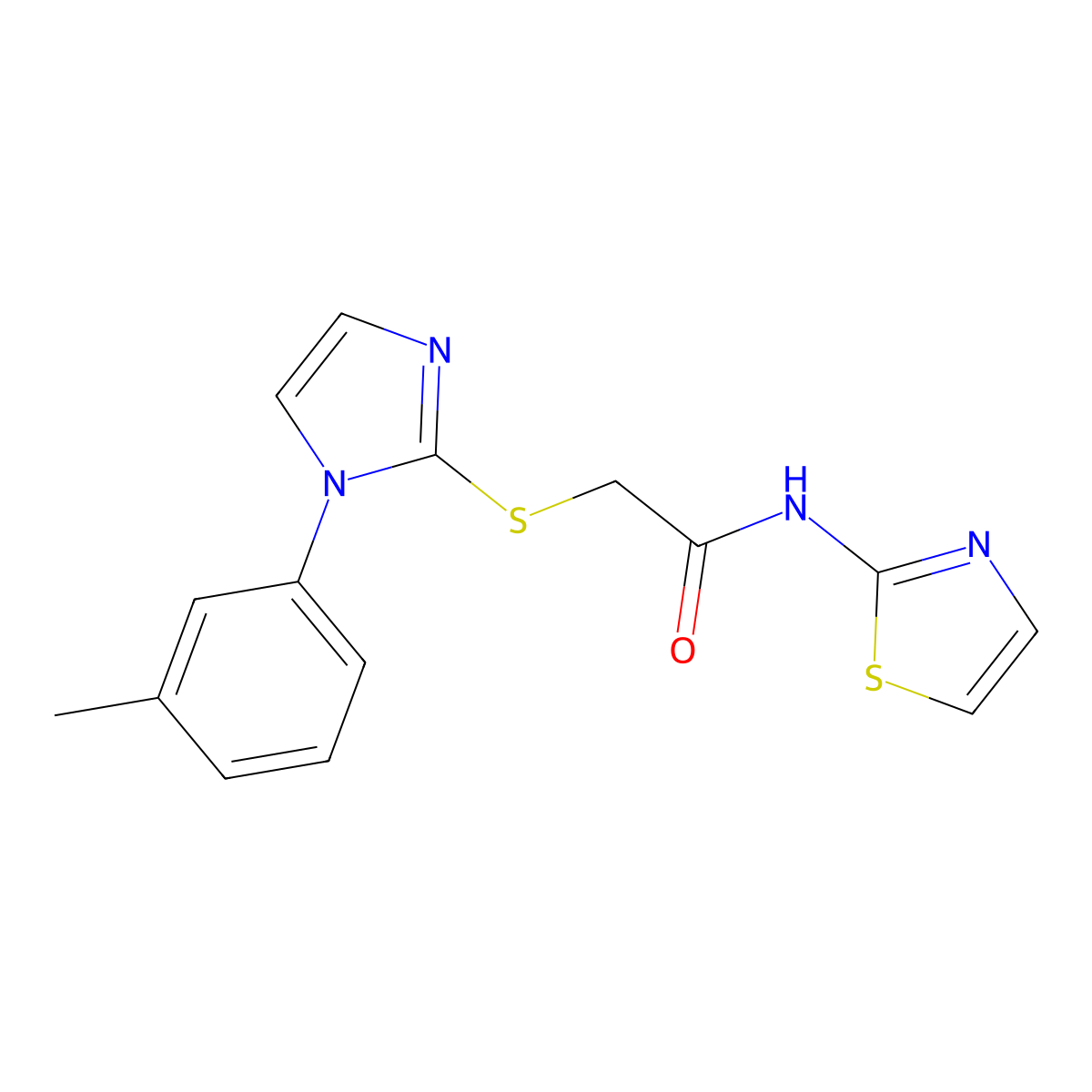 2-{[1-(3-methylphenyl)-1H-imidazol-2-yl]sulfanyl}-N-(1,3-thiazol-2-yl)acetamide molecular structure, CAS 851131-19-6