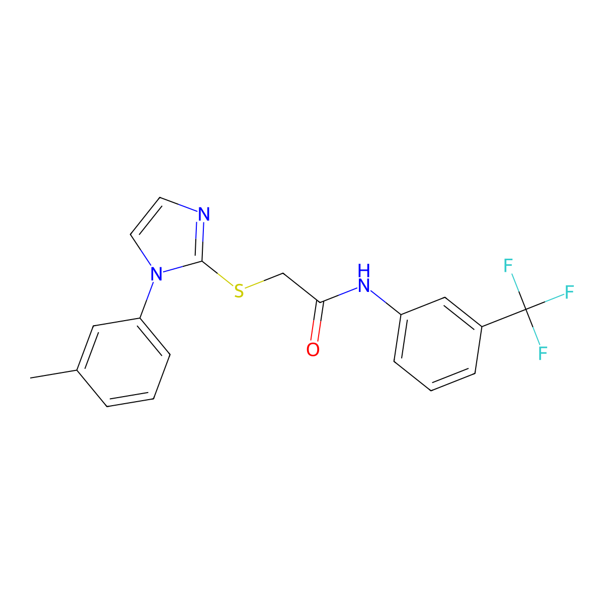 2-[1-(3-methylphenyl)imidazol-2-yl]sulfanyl-N-[3-(trifluoromethyl)phenyl]acetamide molecular structure, CAS 851131-30-1