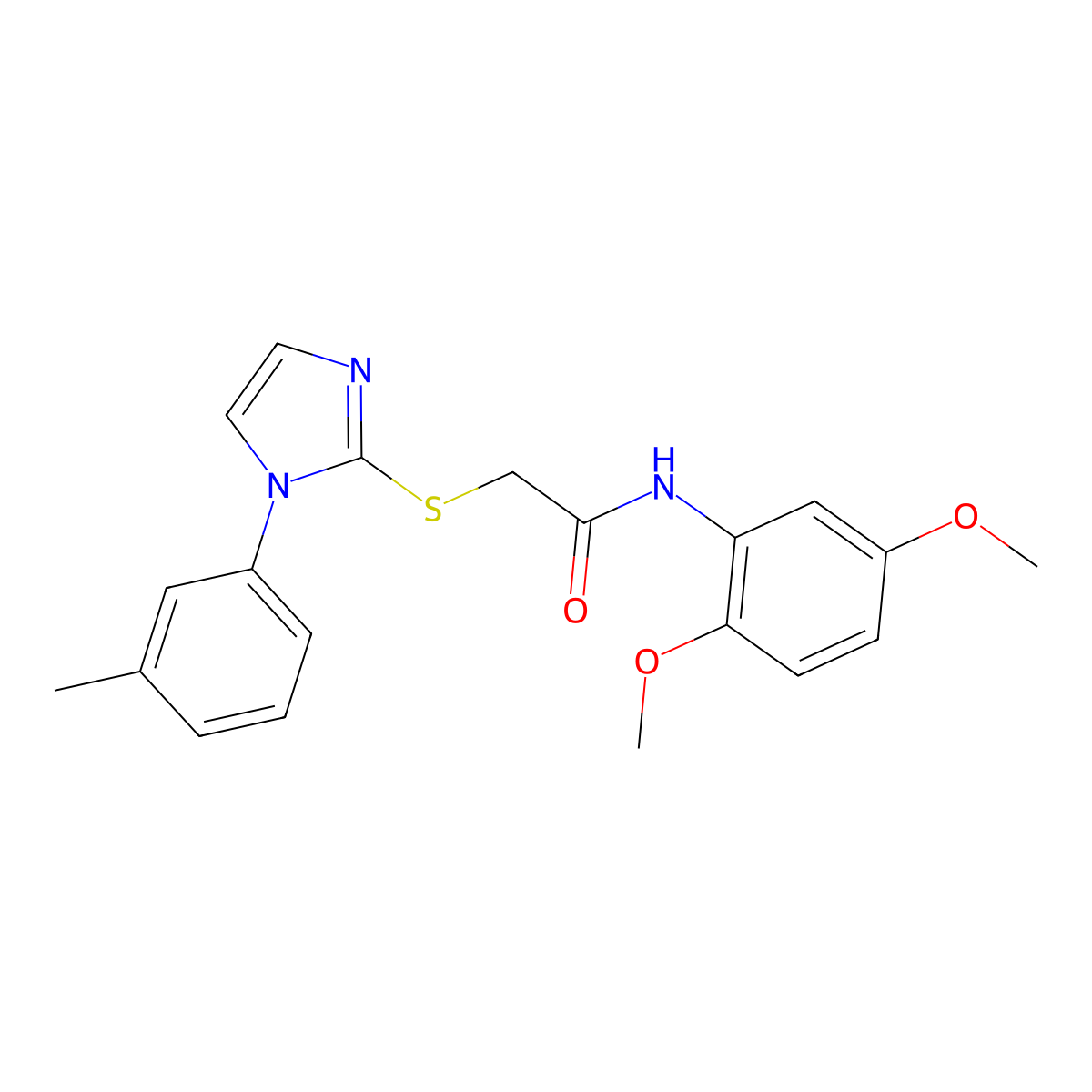 N-(2,5-dimethoxyphenyl)-2-((1-(m-tolyl)-1H-imidazol-2-yl)thio)acetamide molecular structure, CAS 851131-31-2