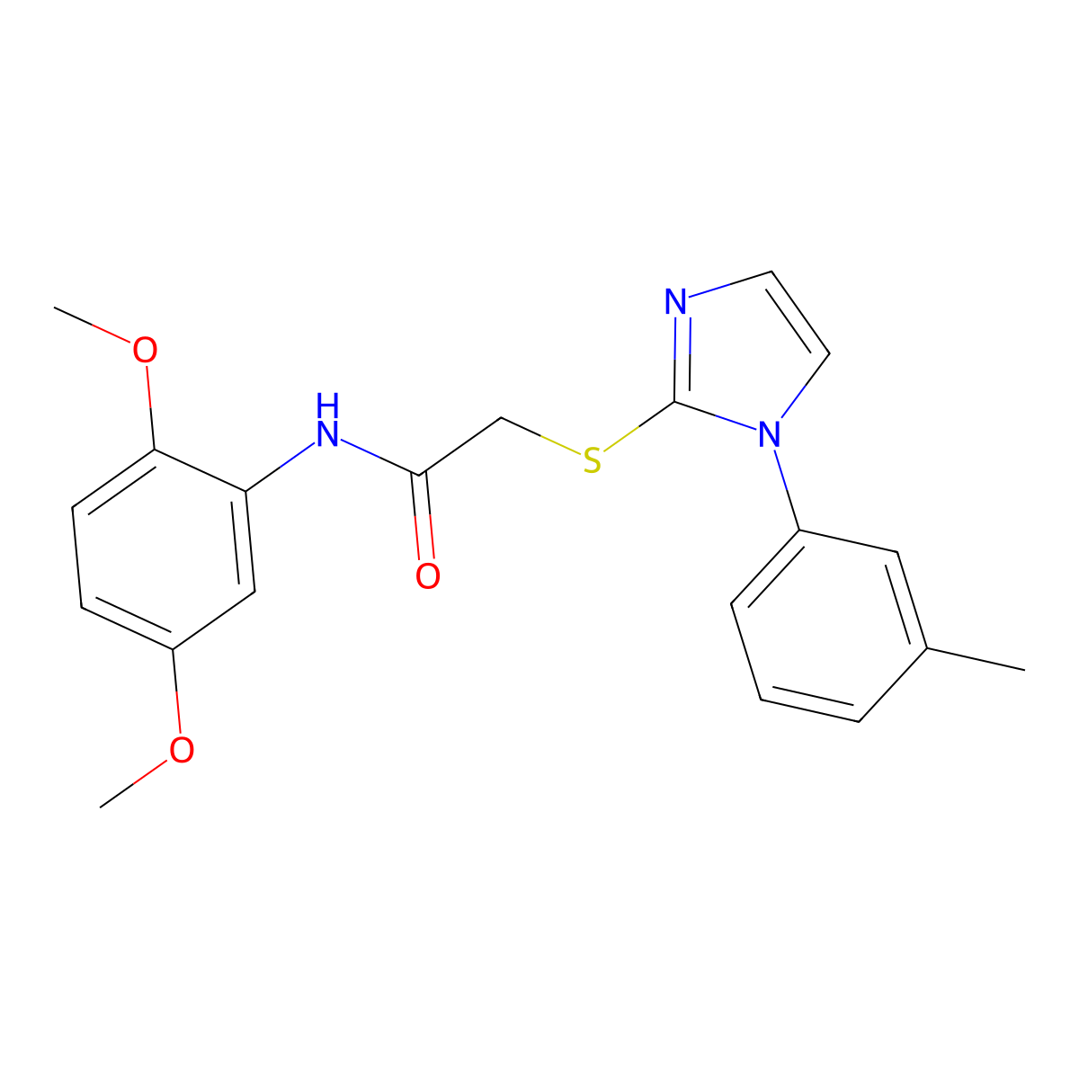 N-(2,5-dimethoxyphenyl)-2-((1-(m-tolyl)-1H-imidazol-2-yl)thio)acetamide molecular structure, CAS 851131-31-2