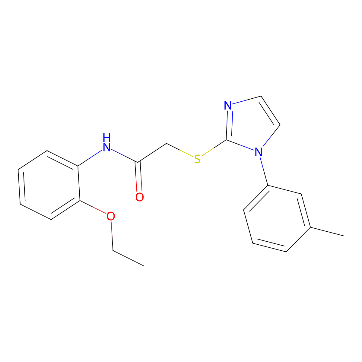 N-(2-ethoxyphenyl)-2-((1-(m-tolyl)-1H-imidazol-2-yl)thio)acetamide molecular structure, CAS 851131-34-5