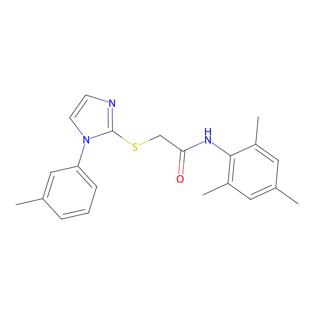 N-mesityl-2-((1-(m-tolyl)-1H-imidazol-2-yl)thio)acetamide molecular structure, CAS 851131-36-7