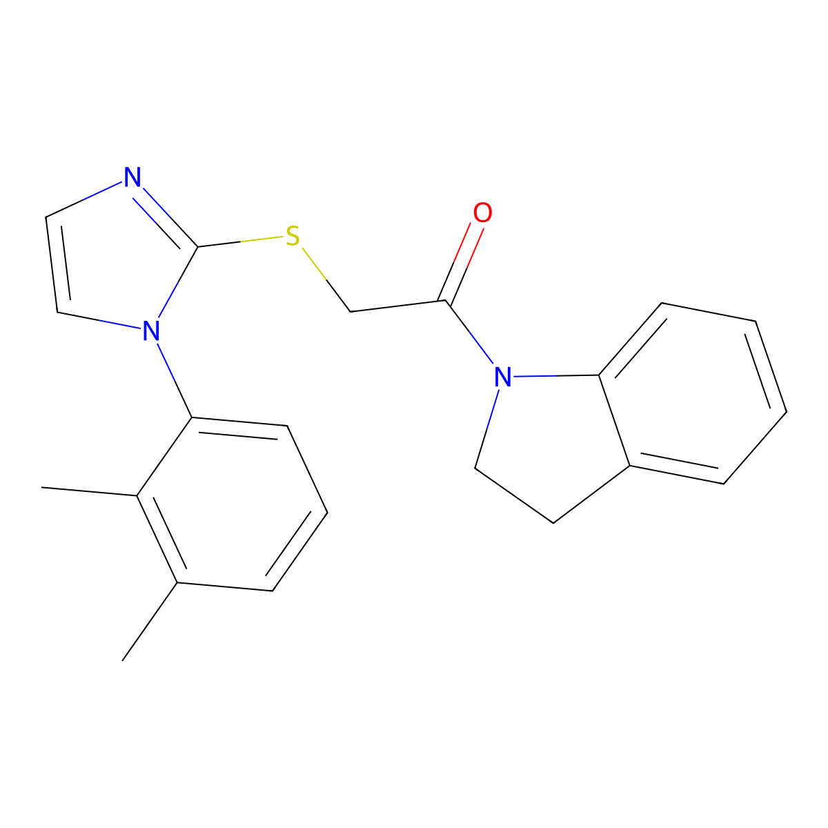 1-(2,3-Dihydroindol-1-yl)-2-[1-(2,3-dimethylphenyl)imidazol-2-yl]sulfanylethanone molecular structure, CAS 851131-40-3