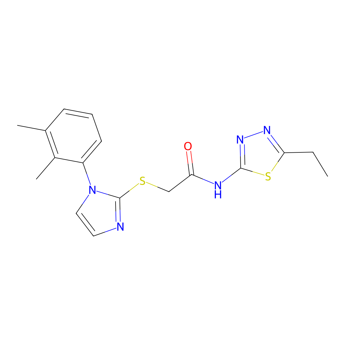 2-[1-(2,3-dimethylphenyl)imidazol-2-yl]sulfanyl-N-(5-ethyl-1,3,4-thiadiazol-2-yl)acetamide molecular structure, CAS 851131-42-5