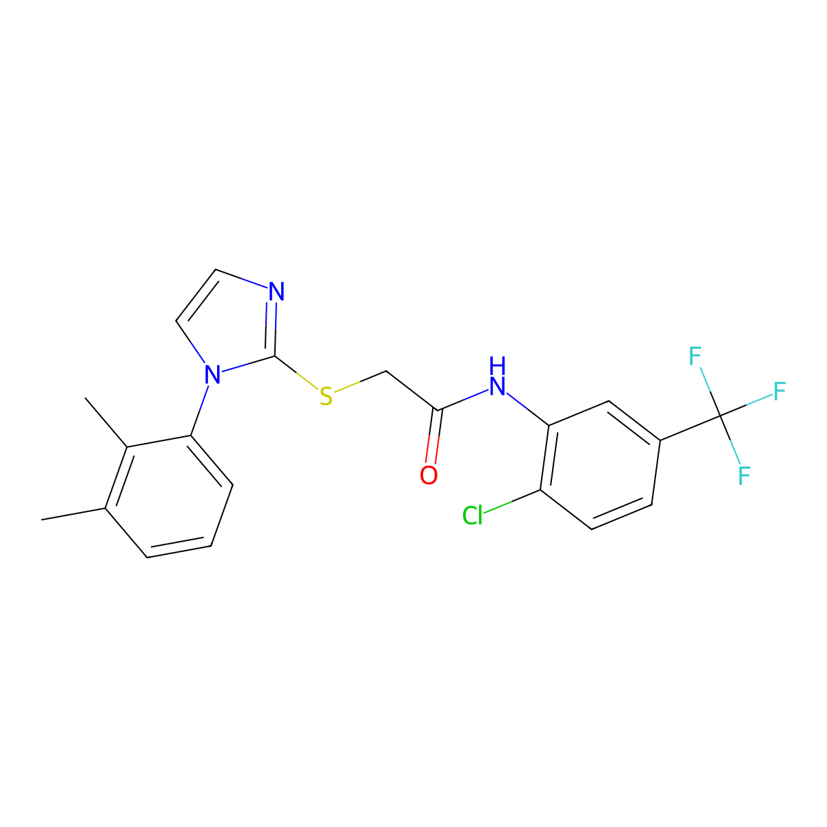 N-[2-chloro-5-(trifluoromethyl)phenyl]-2-[1-(2,3-dimethylphenyl)imidazol-2-yl]sulfanylacetamide molecular structure, CAS 851131-44-7