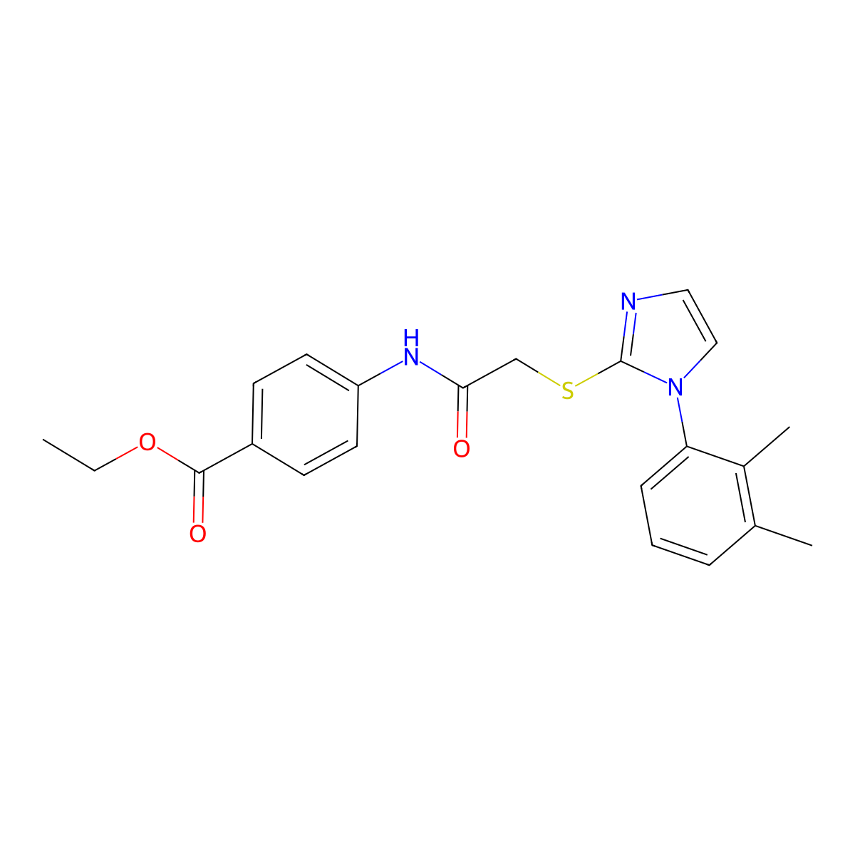 ethyl 4-(2-((1-(2,3-dimethylphenyl)-1H-imidazol-2-yl)thio)acetamido)benzoate molecular structure, CAS 851131-46-9
