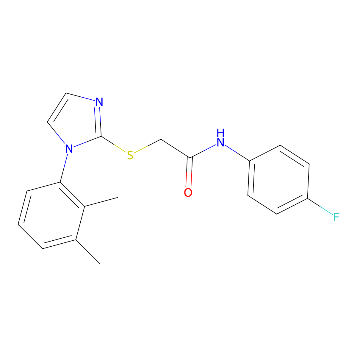 2-((1-(2,3-dimethylphenyl)-1H-imidazol-2-yl)thio)-N-(4-fluorophenyl)acetamide molecular structure, CAS 851131-48-1