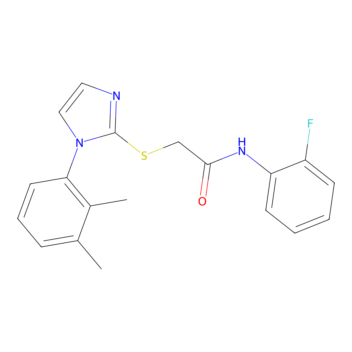 2-((1-(2,3-dimethylphenyl)-1H-imidazol-2-yl)thio)-N-(2-fluorophenyl)acetamide molecular structure, CAS 851131-49-2